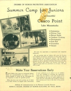 1920s poster advertising Degree of Honor Summer Camp.