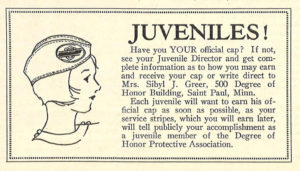 Advertisement for the Service Cap program from a 1926 issue of The Degree of Honor Review.