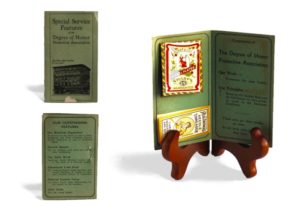 Promotional sewing kit from early 1920s, advertising the many features and benefits of Degree of Honor membership.